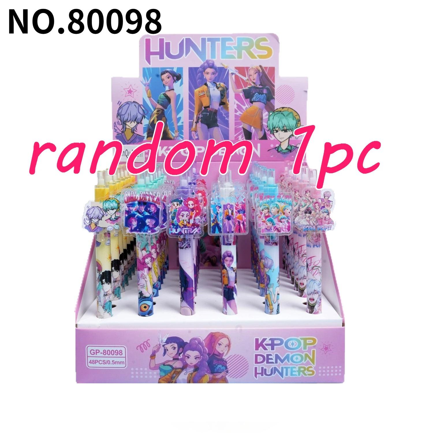 

6PCS Cute K-POP Gel Pens Demon Hunters Press 0.5mm Black Ink Acrylic Patch High-Value School Stationery for Students