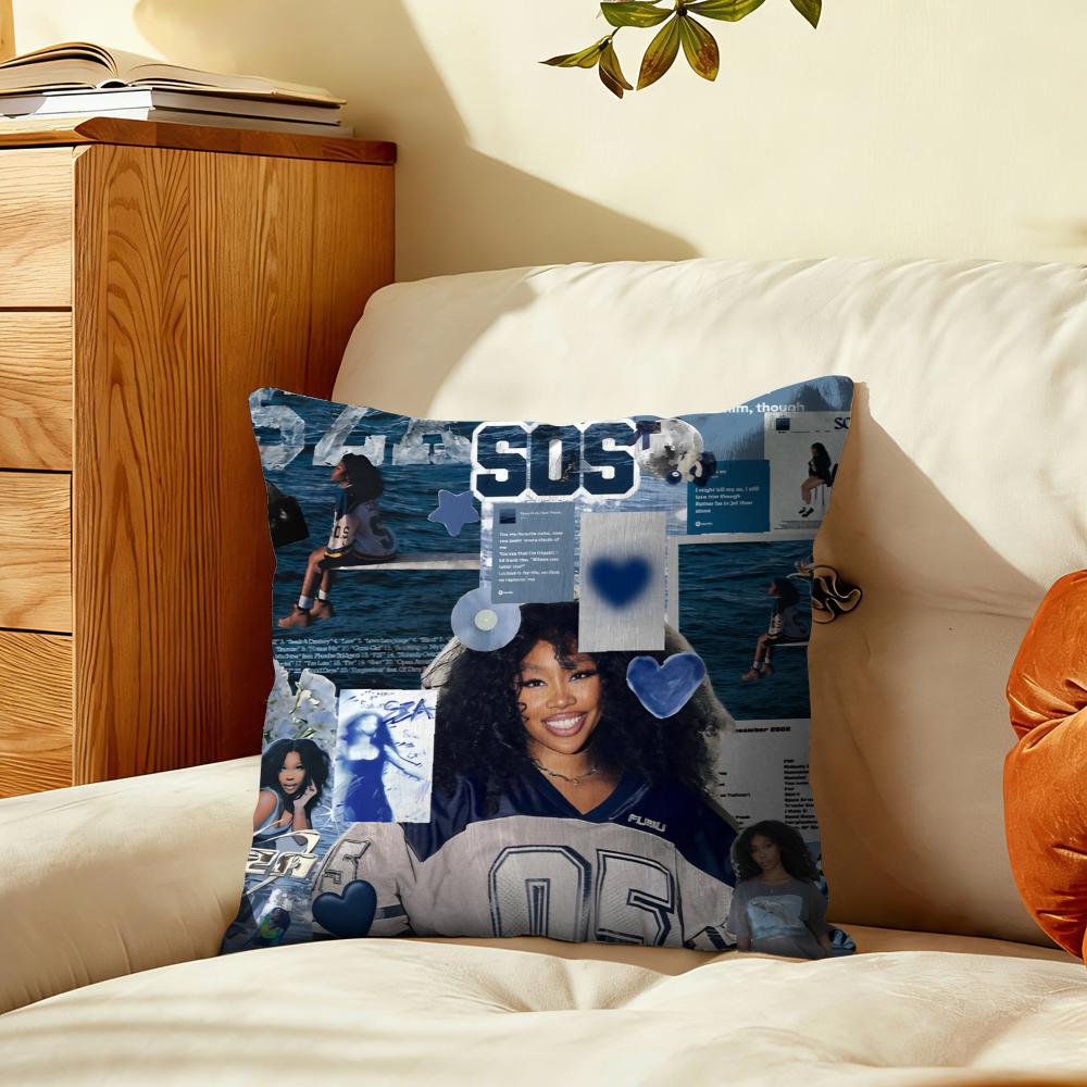 K-Kendrick L-Lamar E-Eilishwith S-Sza Cushion Cover Silky Short Plush With Invisible Zipper Dustproof Sofa Pillow For Decor