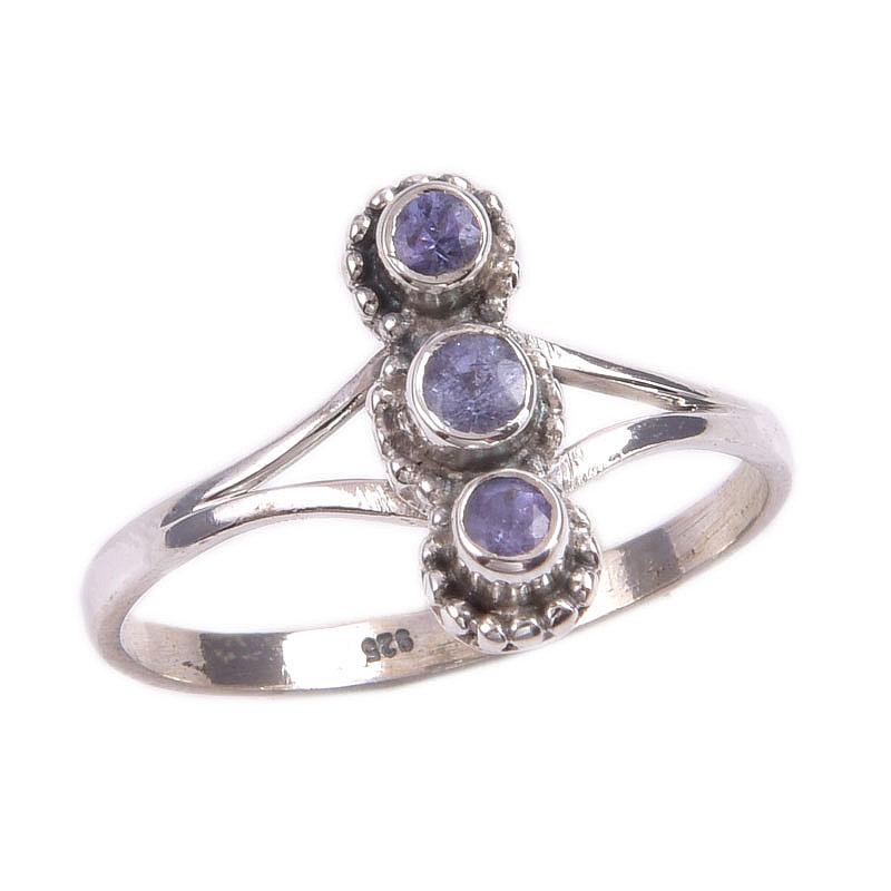 Natural Tanzanite Gemstone 925 Solid Sterling Silver Jewelry Ring Size 10 Q0i14