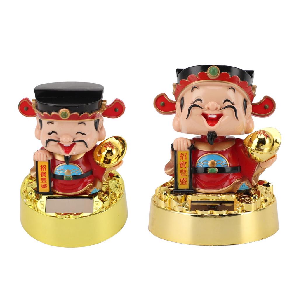 Solar God Of Fortune Car Ornament Vivid Feng Shui Decor Energy Efficient Solar God Of Wealth Figurine Light Sensing for Office