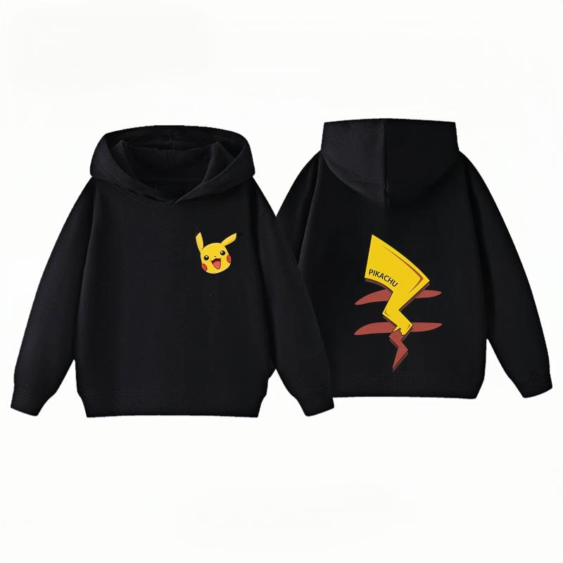Potdemiel Cute and Fun Pikachu Print Children's Sweatshirt Boys and Girls Clothing Autumn and Winter Warm Children's Hoodie