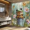 Whimsical Frog & Butterfly Garden Shower Curtain - Vibrant Floral Design, Magical Garden Vibes,  Ideal Bathroom Decor