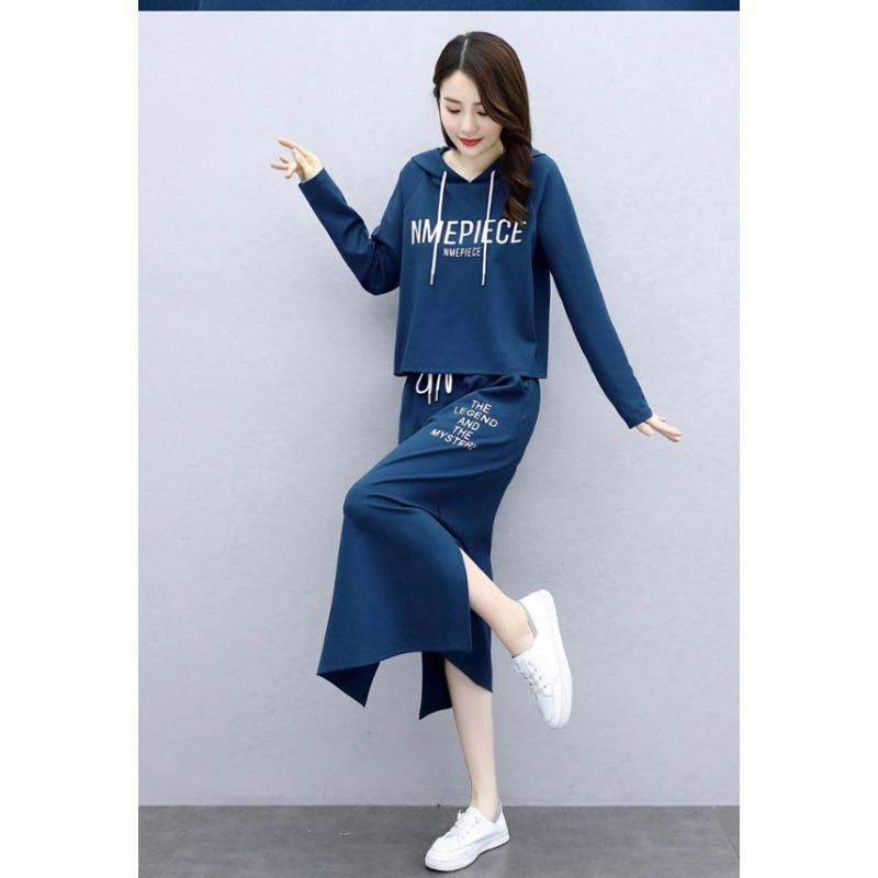 Latest summer women's casual sweatshirt suit skirt Korean style high-end sports age-reducing slim skirt