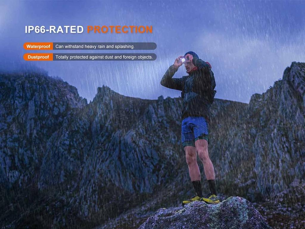 fenix HL12R 500 Lightweight IP66 Waterproof V2.0 Headlamp, USB-C Rechargeable, Built-in Lumens, 72.5g, (Gray)