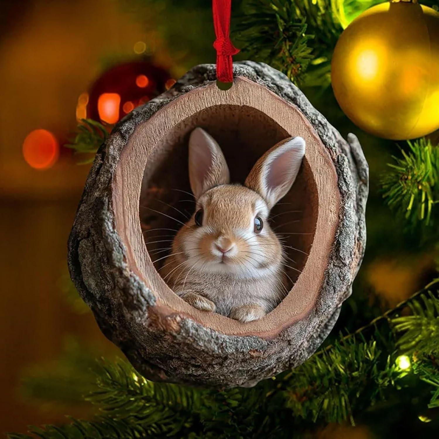 

2025 Рождественские украшения в виде животных, акриловые украшения в виде животных для рождественской елки 2D Лесные рождественские украшения в виде енота, совы, кролика one size чёрный