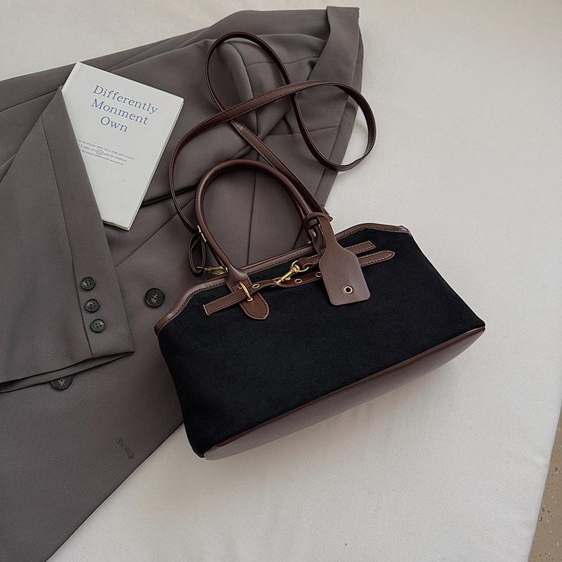 

Ретро нишевая портативная сумка для通勤 для женщин 2025 новая модная замшевая сумка под мышкой простая на плечо сумка-мессенджер