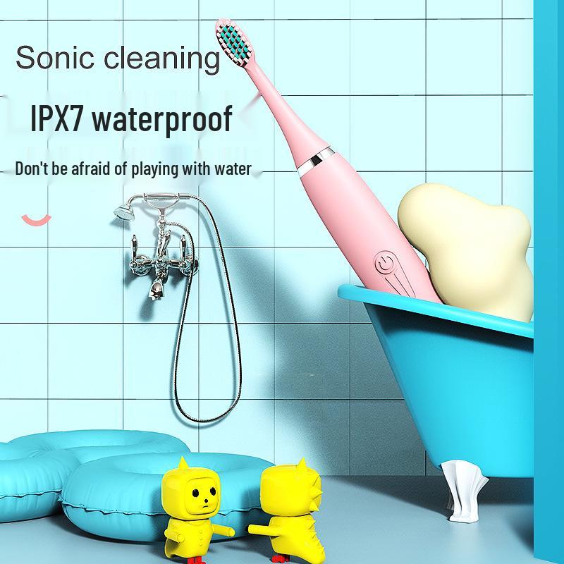 Cartoon-Themed IP7 Waterproof Kids' Sonic Electric Toothbrush with Soft U-Shaped Bristles