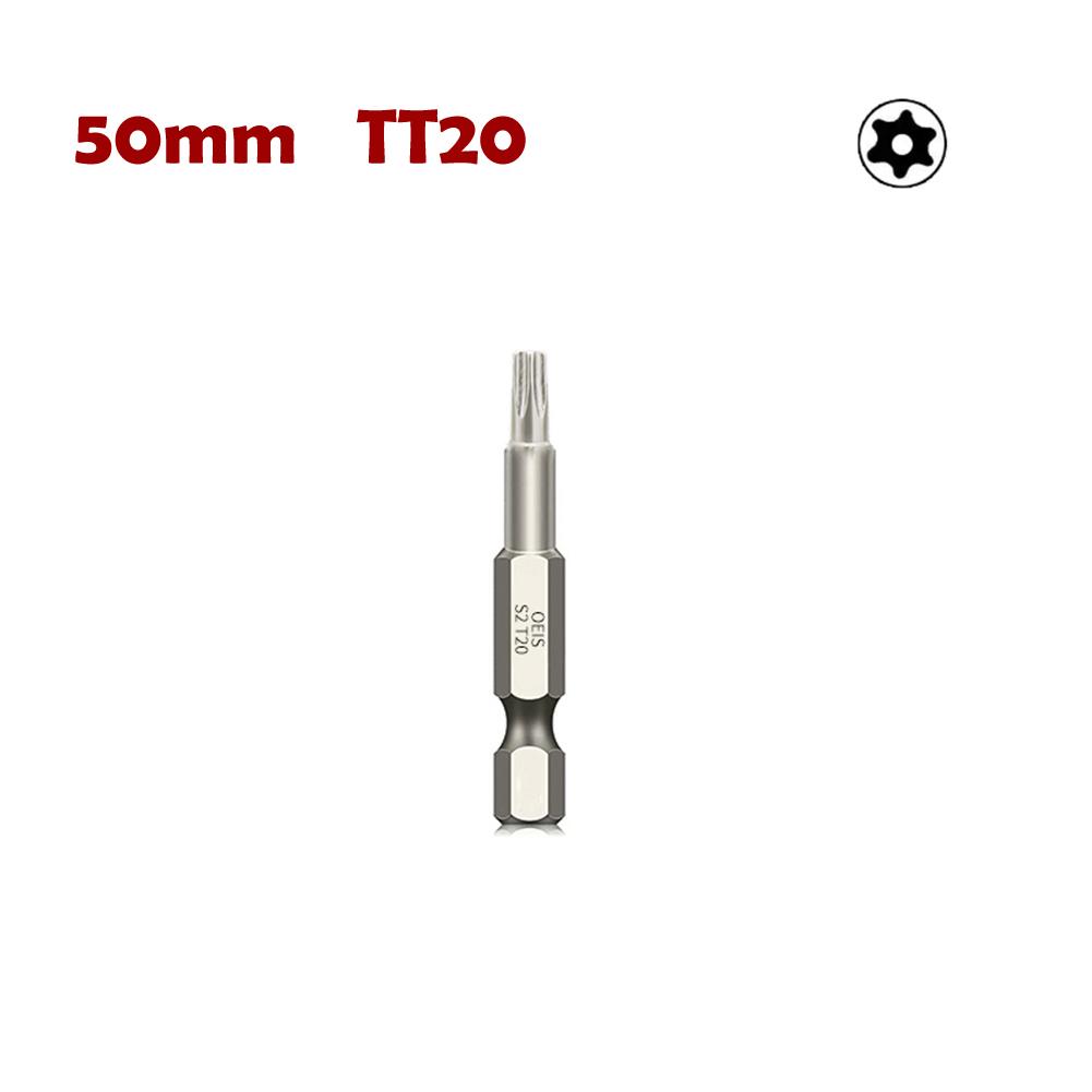 50mm magnetický dutý šroubovák Torx bity 1/4 palcové elektrické šroubováky ze slitinové oceli se šestihrannou stopkou hlava T7-T40