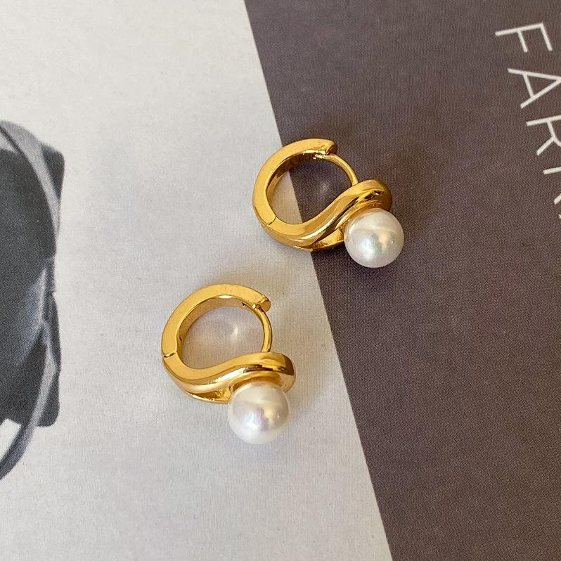 

PONYKISS Sterling Silver Shell Pearl Water Drop Hoop Earrings for Women Minimalist Trendy Fine Accessories