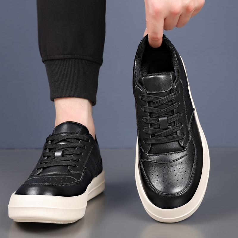 Men's Shoes First Layer Cowhide Men's Casual Leather Shoes Leather Breathable White Shoes Fashionable Versatile Men's Board Shoes