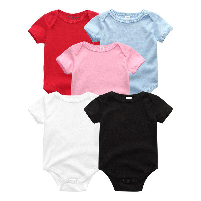 

5 шт./лот, боди для новорожденных, детская одежда с короткими рукавами, детские комбинезоны с круглым вырезом 12M