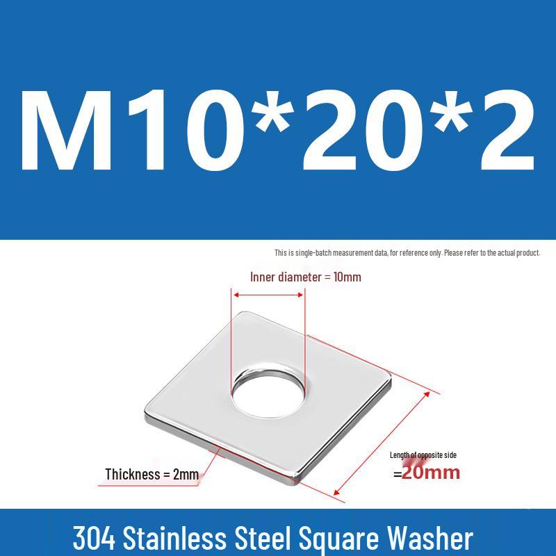 304 Stainless Steel Thickened Square Washer for Curtain Wall (M4-M16)