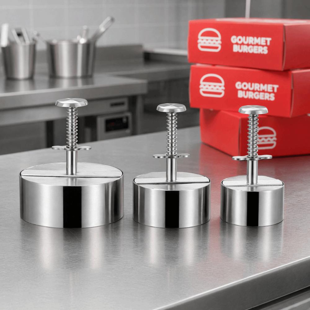 Stainless Steel Burger Press Round 8/10/12 cm Patty Making Mold Non Stick Kitchen Tool Hamburger Patty Maker Home Cooking