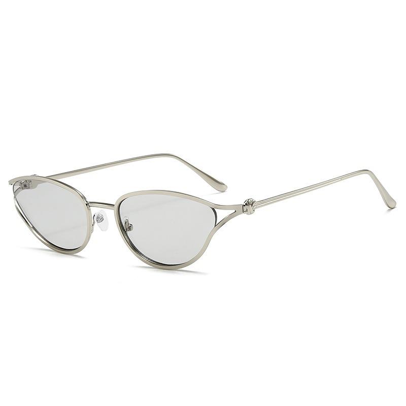 Cat Eye Small Frame Metal Uv400 Protection Fashion Sunglasses Unisex белый