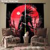 Set Of 2 Jit Samurai Warrior Graphic Curtain Polyester Fabric Window Decor Home Light Blocking Made With Rod Pocket