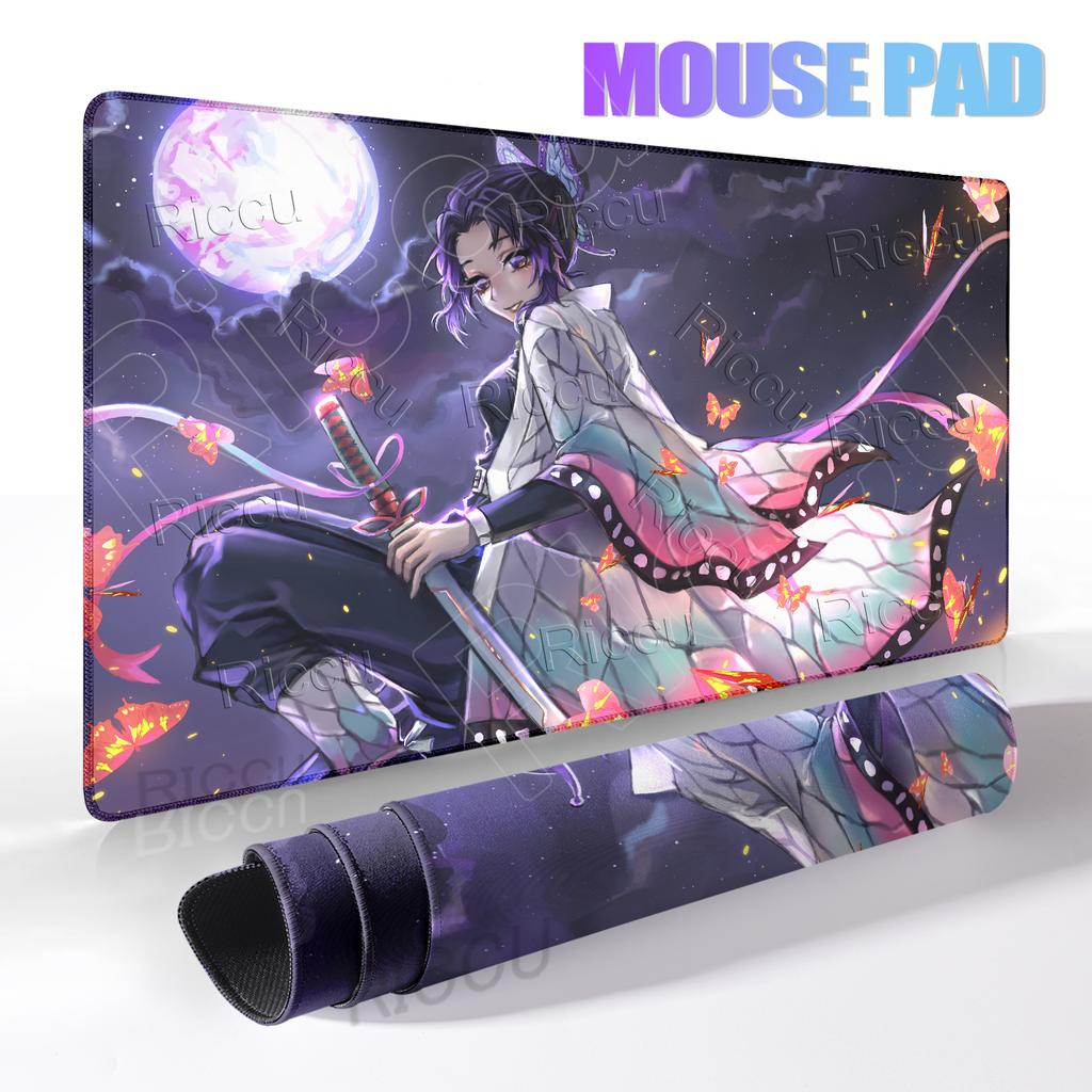Mouse Pads Extended PC Purple Flower D-demon Slayer Desk Mat New Kochou Shinobu Table Mat Laptop Anime Girl Gamer Rubber Carpets