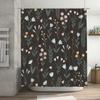 Modern Style Printed Shower Curtain Waterproof Bathroom Decor with Flowers and Leaves Design