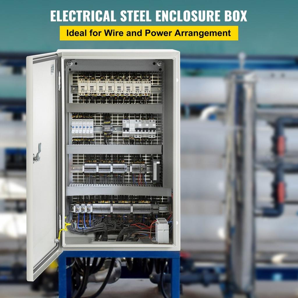 NEMA Steel Enclosure, 20 X 12 X 10'' NEMA 4X Steel Electrical Box, IP66 Waterproof & Dustproof, Outdoor/Indoor Electrical Junction Box, with Mounting