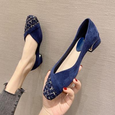 Primavera Verão Mulheres Salto Alto Elegante Sapatos de Salto para Senhoras Tecido Macio Salto Quadrado 3,5cm Preto Azul Vermelho Tamanho Grande 42