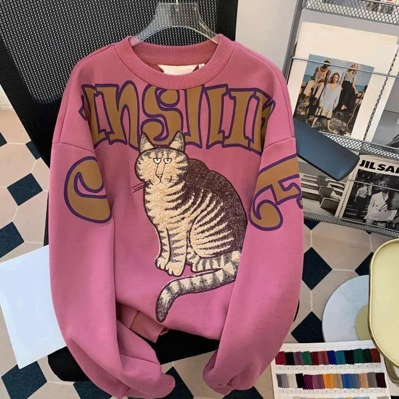 Sweatshirt for Women Cotton Oversize Fleece Thickened Loose Round Neck Casual Pullover Long Sleeve Winter Sweatshirt Top