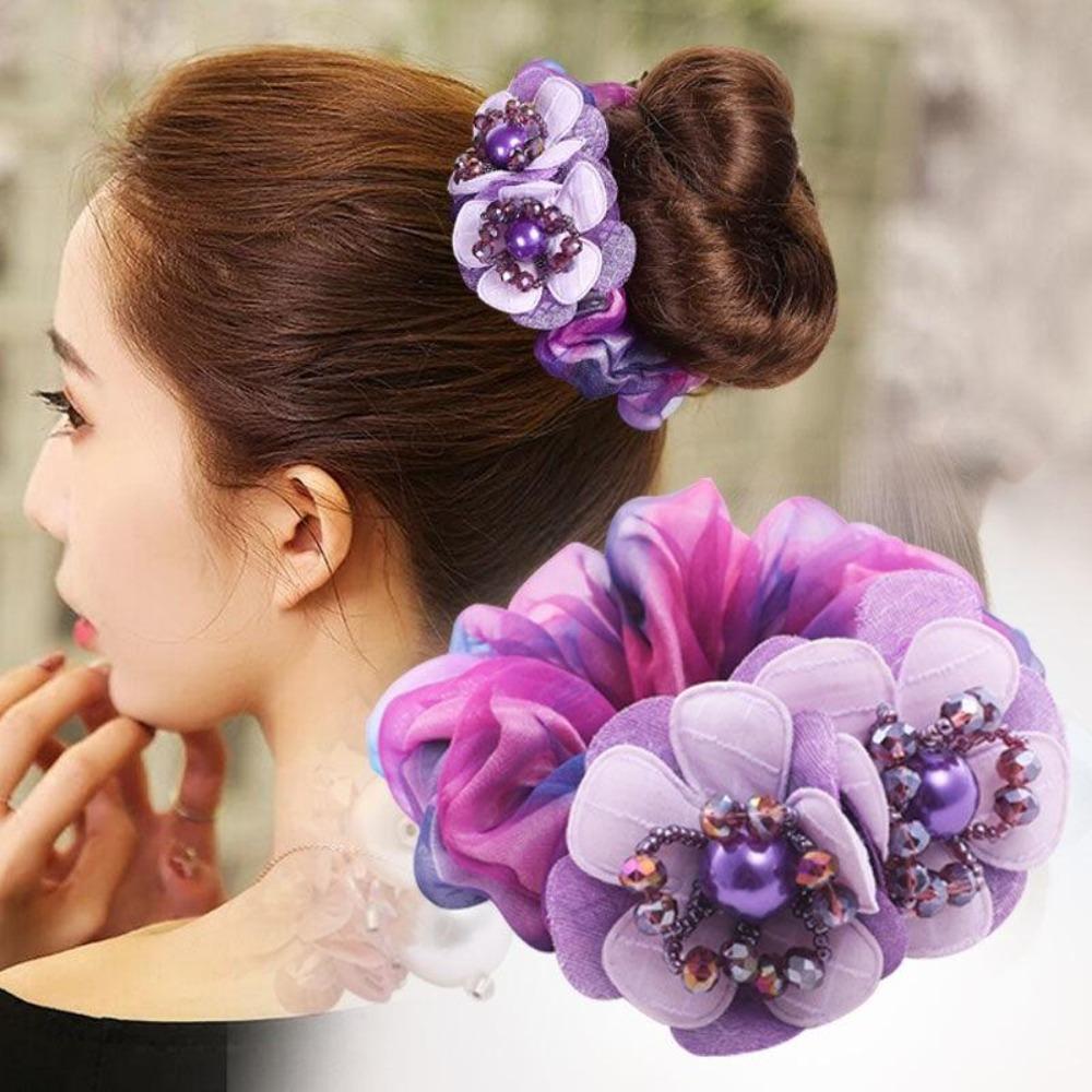 

Luxury Hair Ties Casual Hair Ropes Fashion Pearl Flower Scrunchie For Women Girls чорний