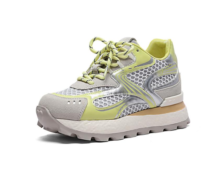 Small 8CM inner height-increasing women's shoes 2025 summer mesh thick-soled Forrest Gump shoes sports versatile breathable dad shoes
