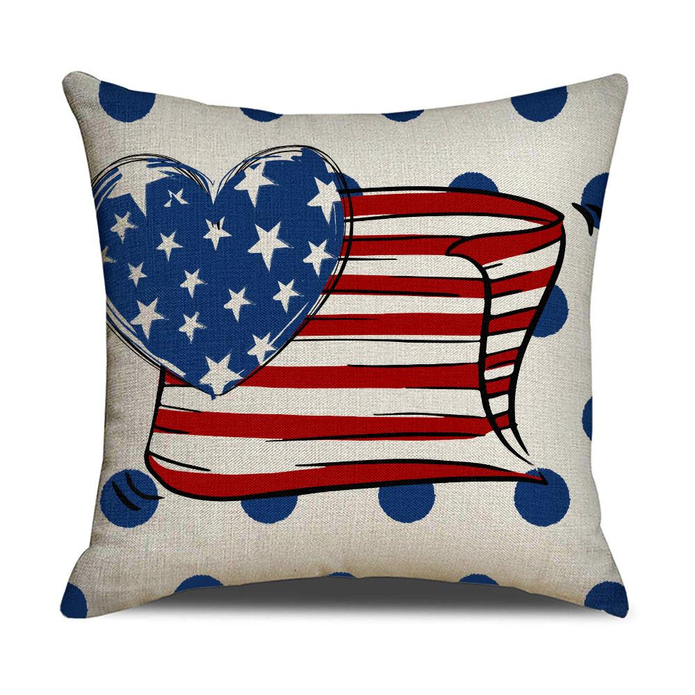 New American Independence Day Flag Line Pillow Cover Five-pointed Star-padded Letter Pillow Cover Backrest Cover