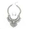 New retro thick chain fashion crescent fringe carved multi-layer pendant collarbone chain earrings