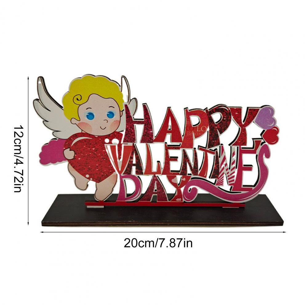 Valentine's Day Wooden Table Sign Romantic Love Heart Shape Tiered Tray Decor Freestanding Tabletop Centerpiece for Home Decor