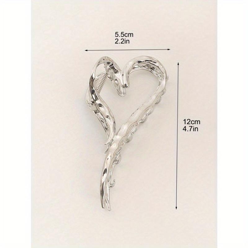 1pc Hollow Out Heart Shaped Metal Shaped Elegant Hair Claw For Thick Hair, Gold Head Piece Valentine's Day