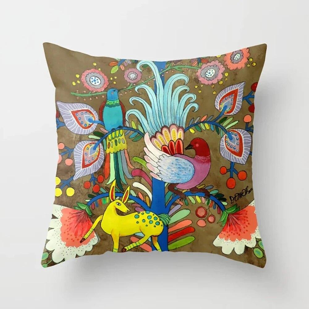 Heimdekoration Kissenbezug Schlafzimmer Wohnzimmer Ölgemälde Blumenmuster Gedruckt