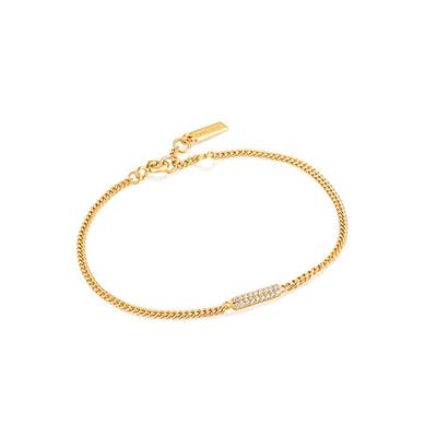 [Aniahai] Glam Square Anhänger Steinbesatz 925 Silber Armband B037-02G