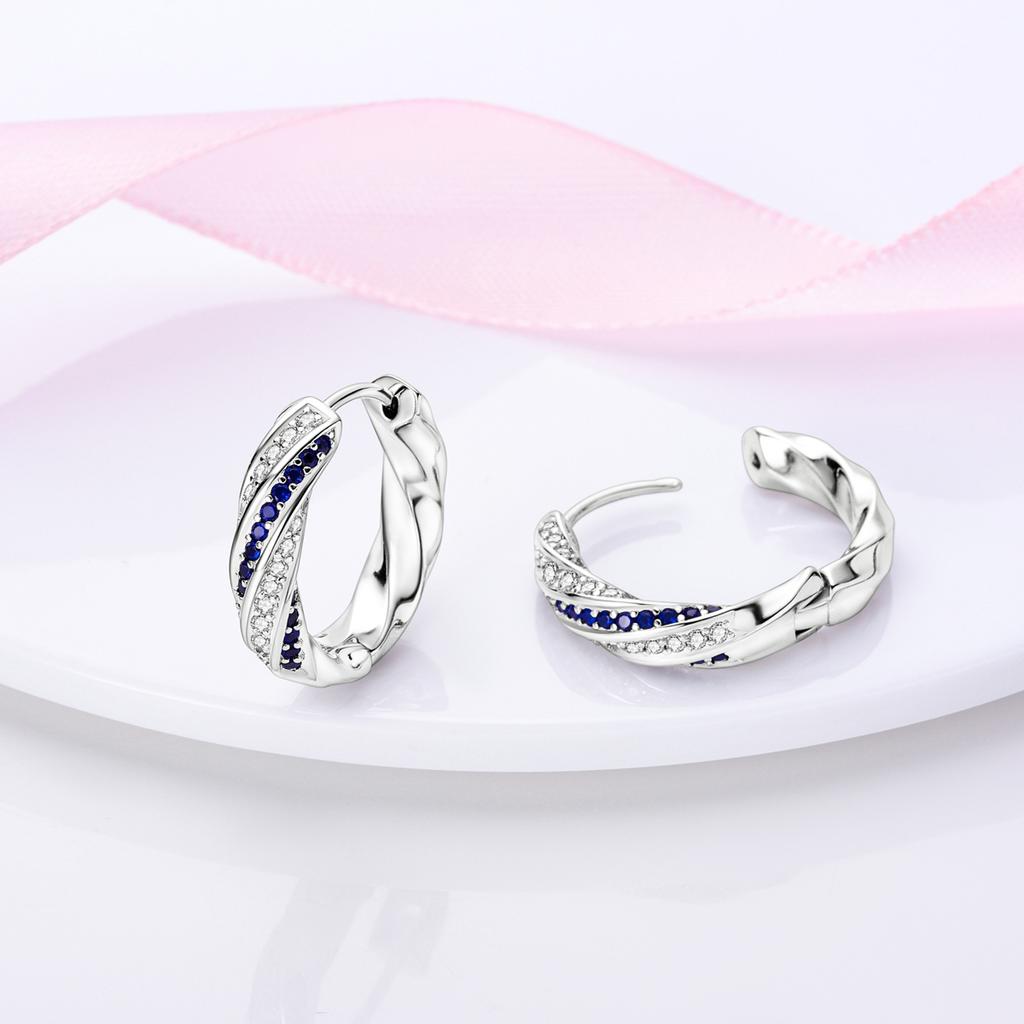 Silver Plated U Round Heart Shape CZ Zircon Earrings Hoop Earrings For Women DIY Making Jewelry Gift