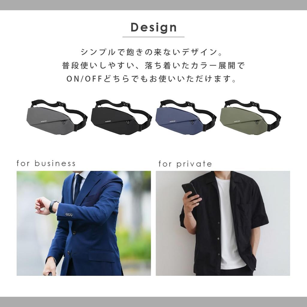 Gisele Waist Crossbody Shoulder Bag Men's Small, Lightweight, Water-Repellent Bag/Waist Pouch, Compact, Bag, (Gray)