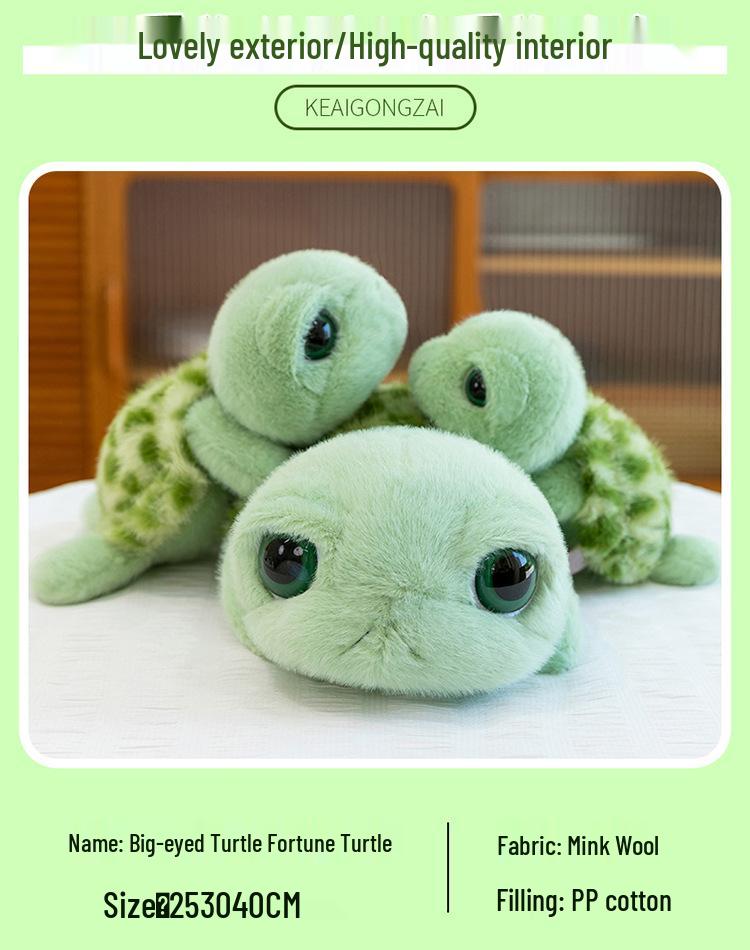 Adorable Big-Eyed Green Turtle Plush Toy Pillow - Perfect Children's Gift