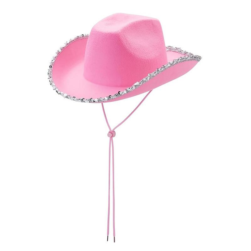 Christmas Cowboy Hat With Silver Edge For Holiday Party Costumes