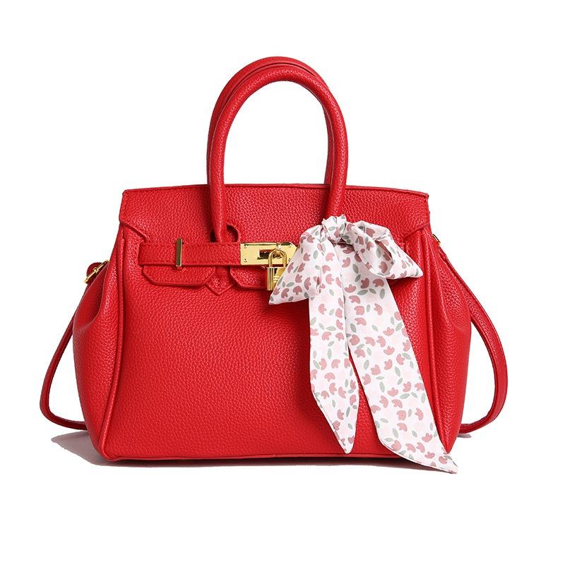 Premium Platinum Bag Women's New Handbag Lychee Pattern Shoulder Messenger Bag Versatile Commuter Bag