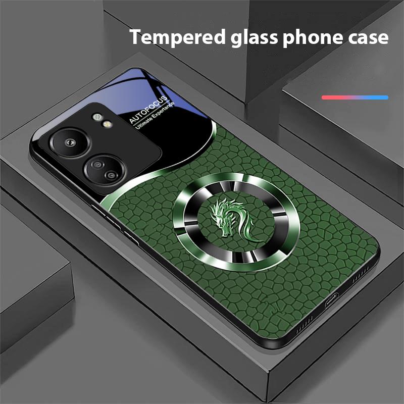 Kiesel Chinesischer Loong Für Xiaomi Redmi 13C Note13 12 Pro Plus 5G Note 9 13T Pro POCO X6 F5 F6 Schwarz Gehärtetes Glas Handyhülle