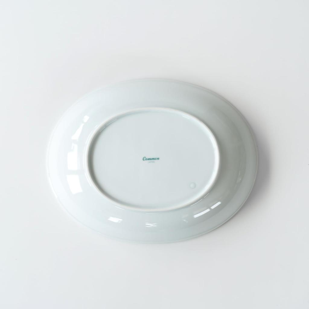 Nishikai Toki Hasami Ware Common Microwave and Dishwasher 18305 Bowl/Plate, Oval, Green, Diameter Approx. 23cm, Safe,