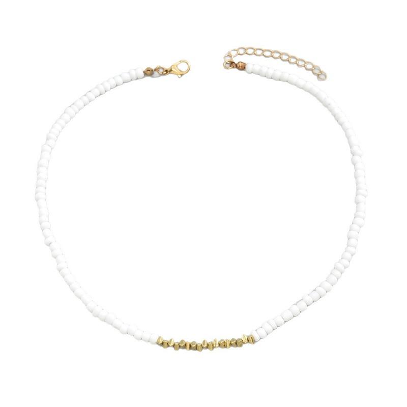 Fashion European Style Short Glass Bead Pendant Necklace For Women