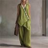 2026 spring and summer independent station European and American V-neck irregular button sleeveless vest wide leg pants casual fashion suit
