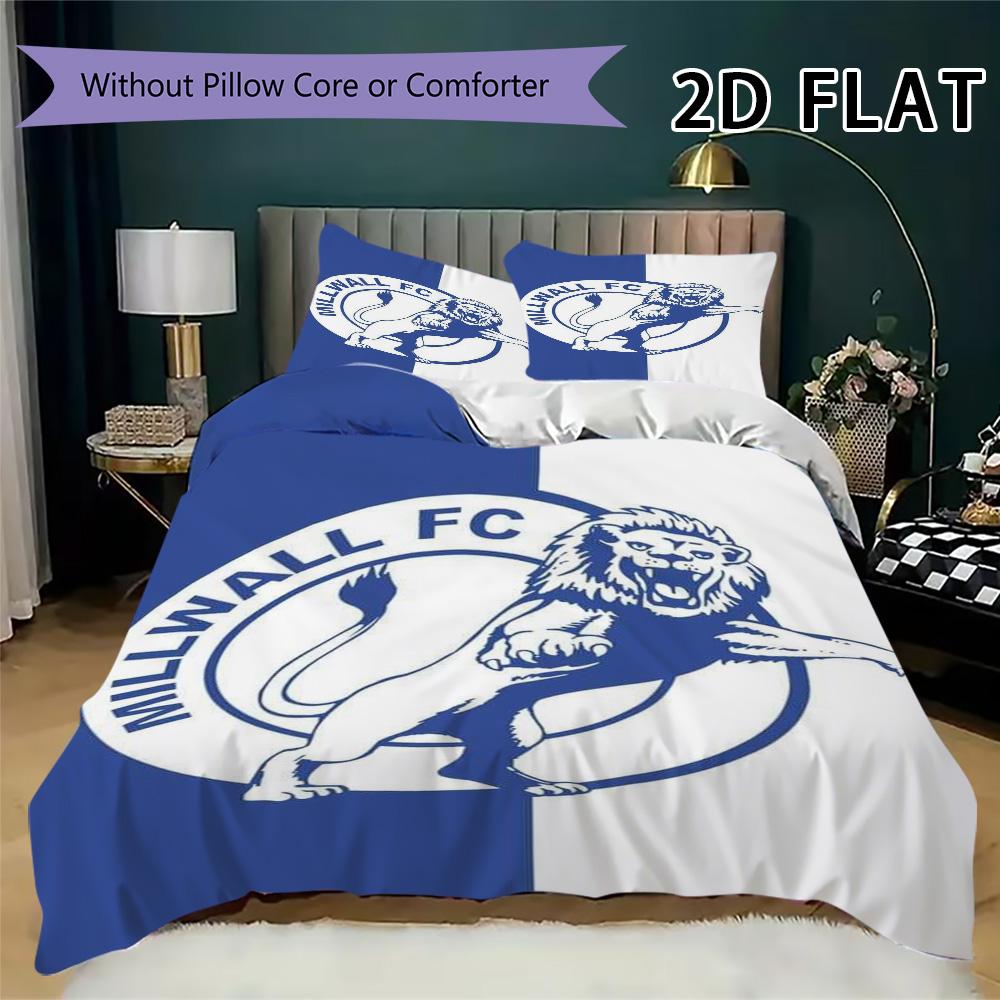 Millwall FC Set Copripiumino Trapuntato Coperta Trapuntata Federa Decorazione per la Casa Regalo di Compleanno (1 * copripiumino + 2 * federe senza imbottitura)