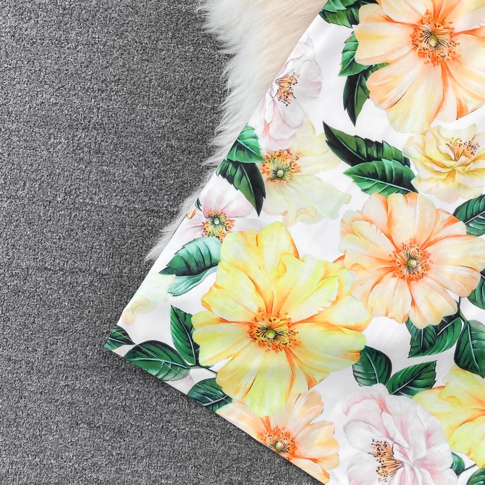 Set Female Celebrity Round Neck Patchwork Ruffle Printed Top Two Piece Set High Waist Medium Length Hip Wrap Skirt