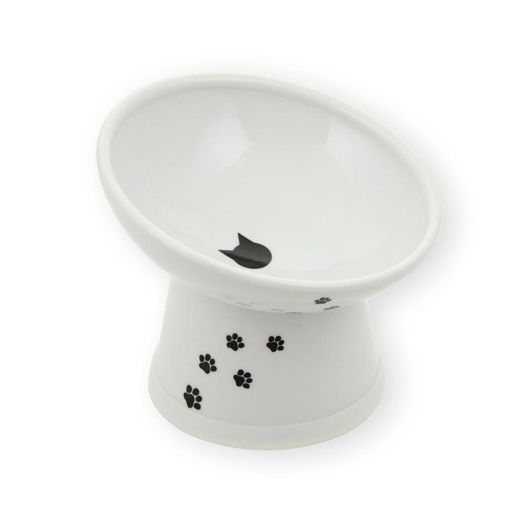 Nekoichi Happy Dining Nyanyame Cat Food Bowl with Legs, Regular, Cat Pattern, Reduces Regurgitation, Microwave & Dishwasher Safe, Set of 2