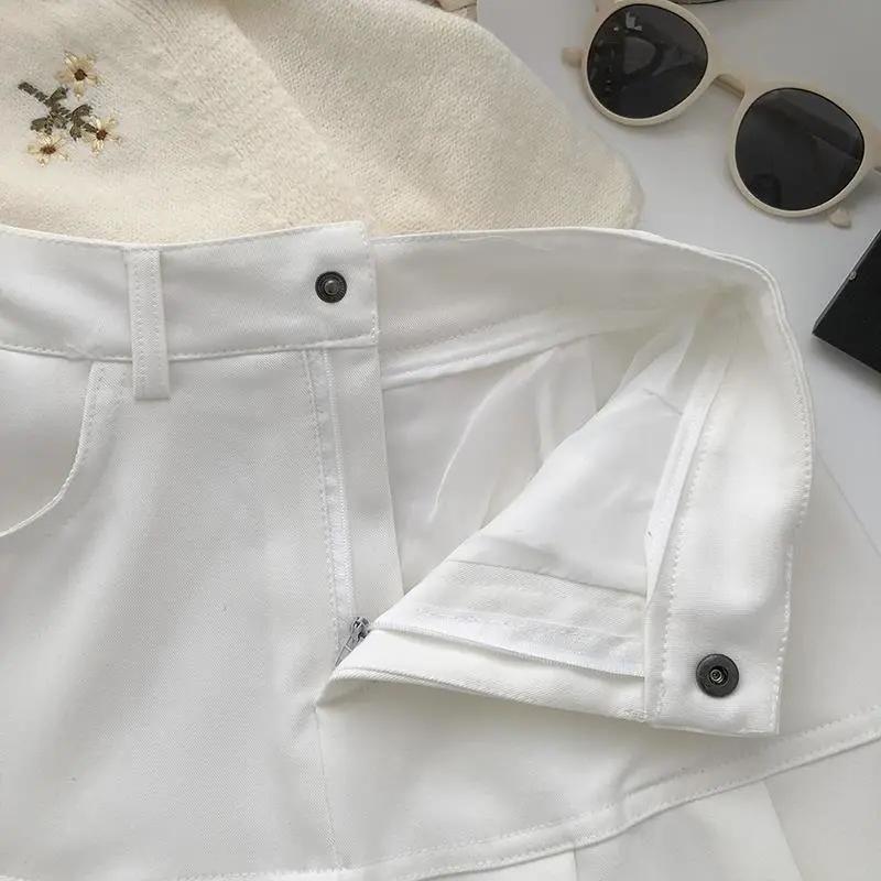 Fashion Pleated Skirt Women Y2k Harajuku White Pencil Skirt Uniforms Safety Pants Summer Solid Color Casual Mini Kawaii Skirt