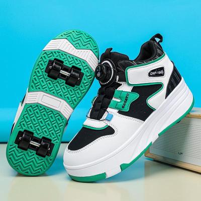 Zapatillas Deportivas Unisex para Niños A/O 2025 con Ruedas y Botón Giratorio