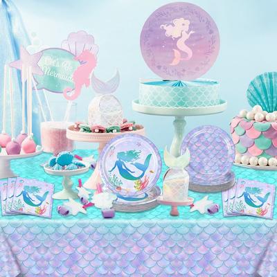 Mermaid Tablecloth Mermaid Birthday Decorations Disposable Table Cloths for Party Girls Baby Shower Themed Birthday Party Favors