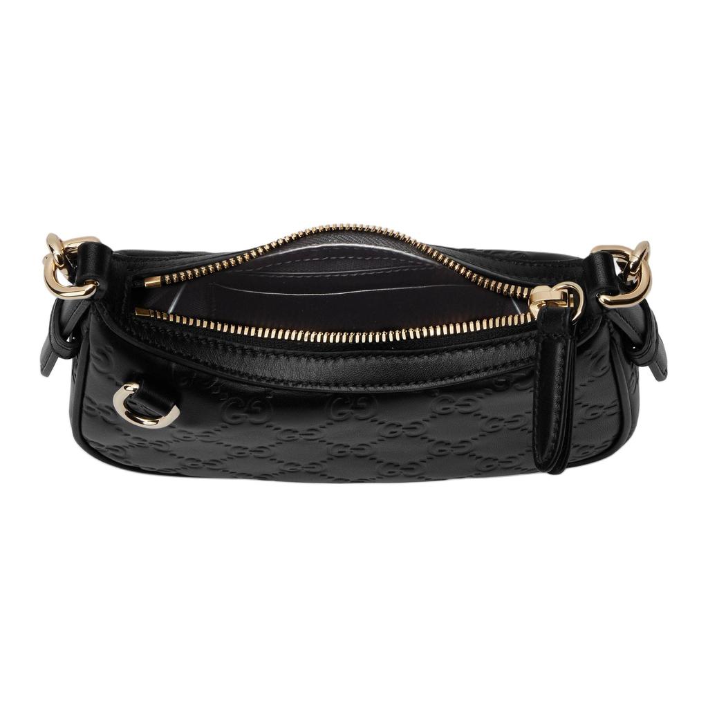 Gucci GG Emblem Embossed Logo Mini Shoulder Bag Women Shoulder Bag Black 847091-AAFDV-1000
