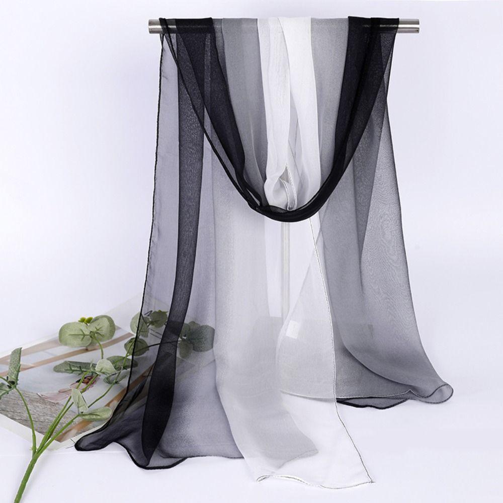 Silky Touch Neck Scarf Gradient Color Shawl Hijab Fashion Long Gauze Headwrap for Women