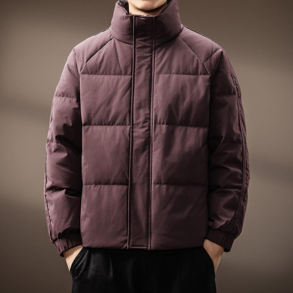 Men's Luxury Stand Collar White Duck Down Jacket - Thick, Warm, and Fluffy Winter Coat